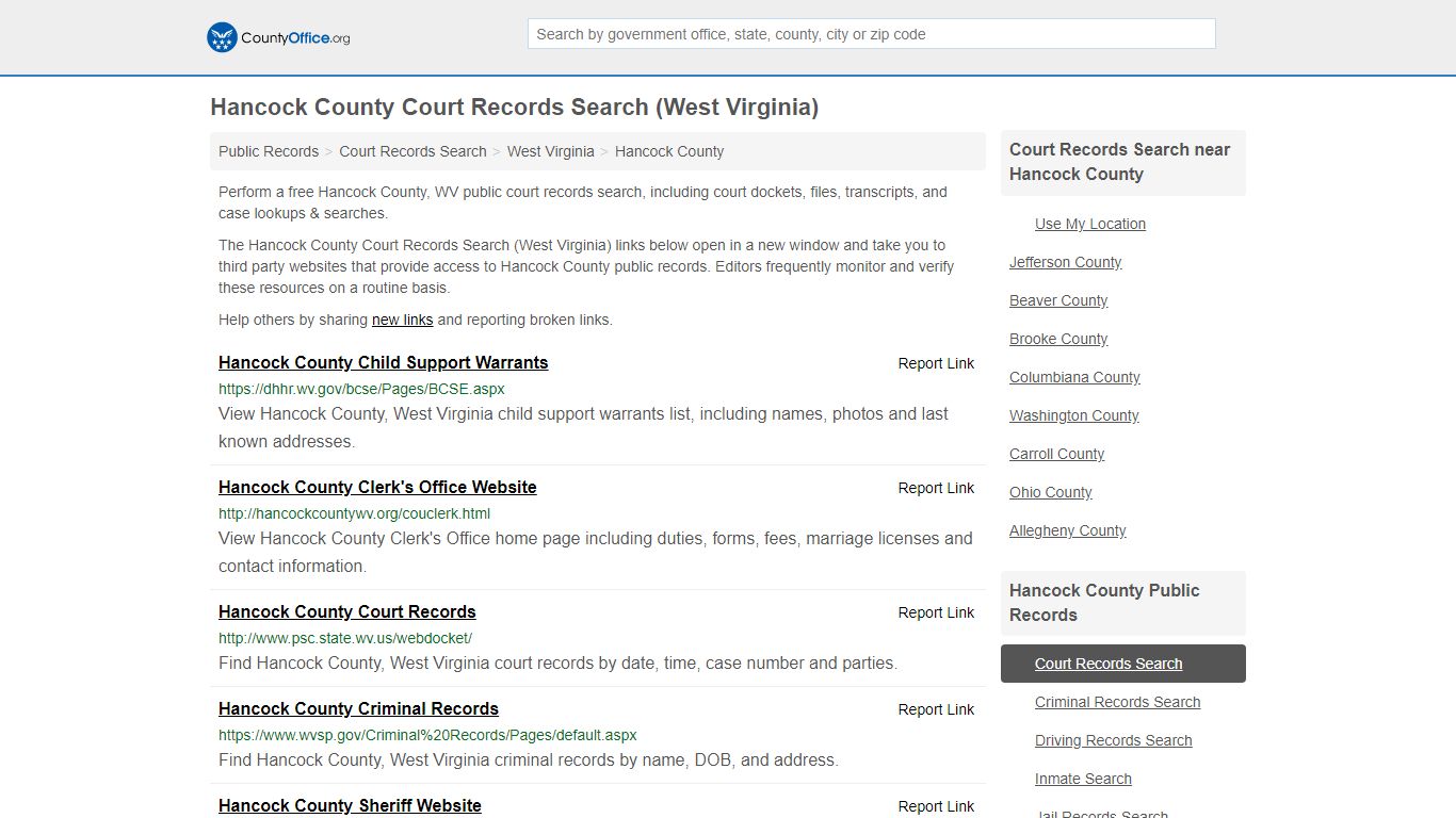 Court Records Search - Hancock County, WV (Adoptions ...