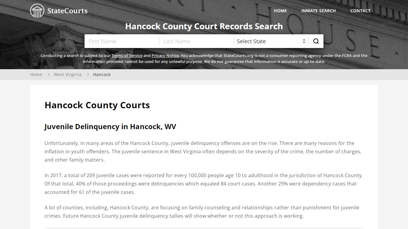Hancock County, WV Courts - Records & Cases - StateCourts